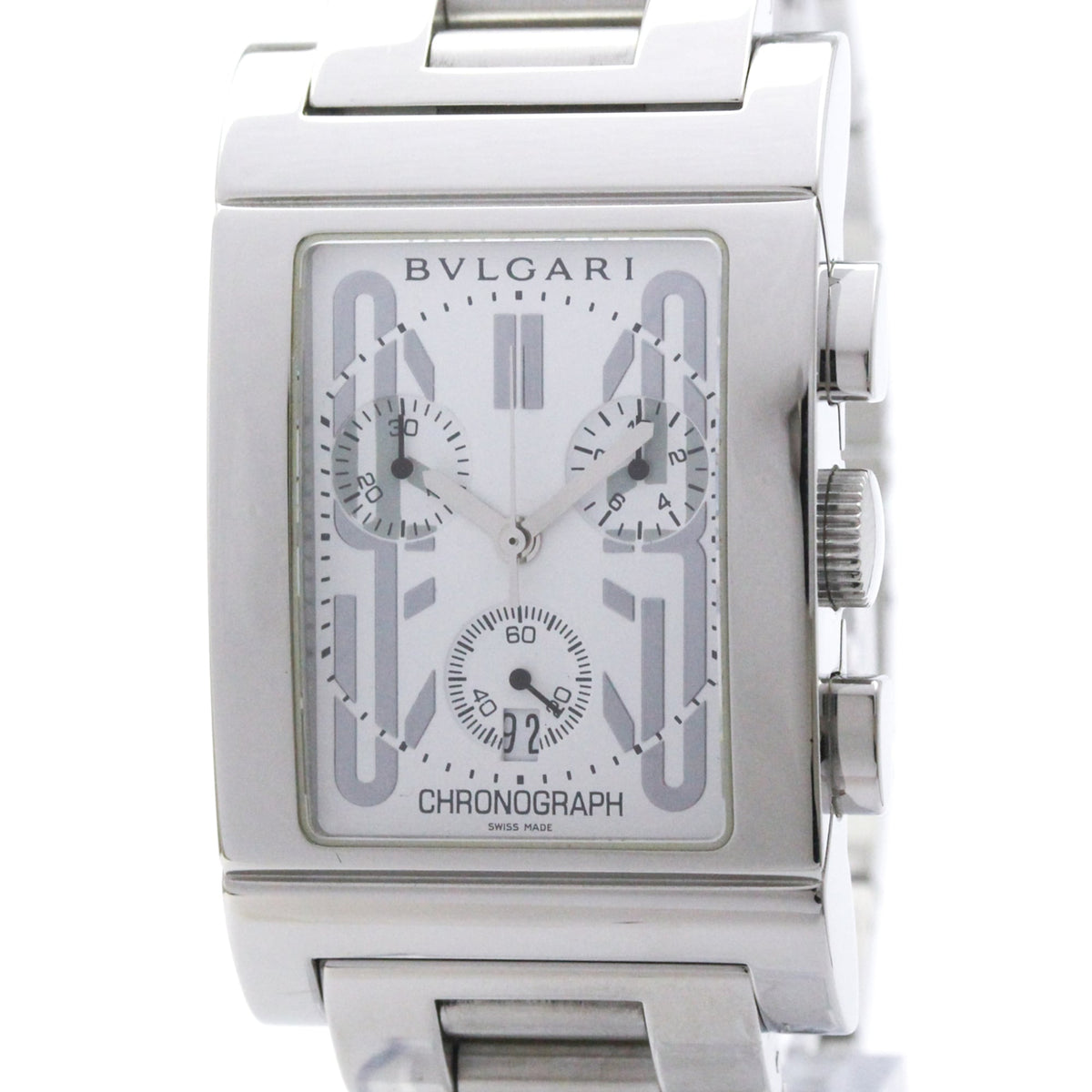 BVLGARI Rettangolo Stainless Steel Quartz Mens Watch RTC49S Polished
