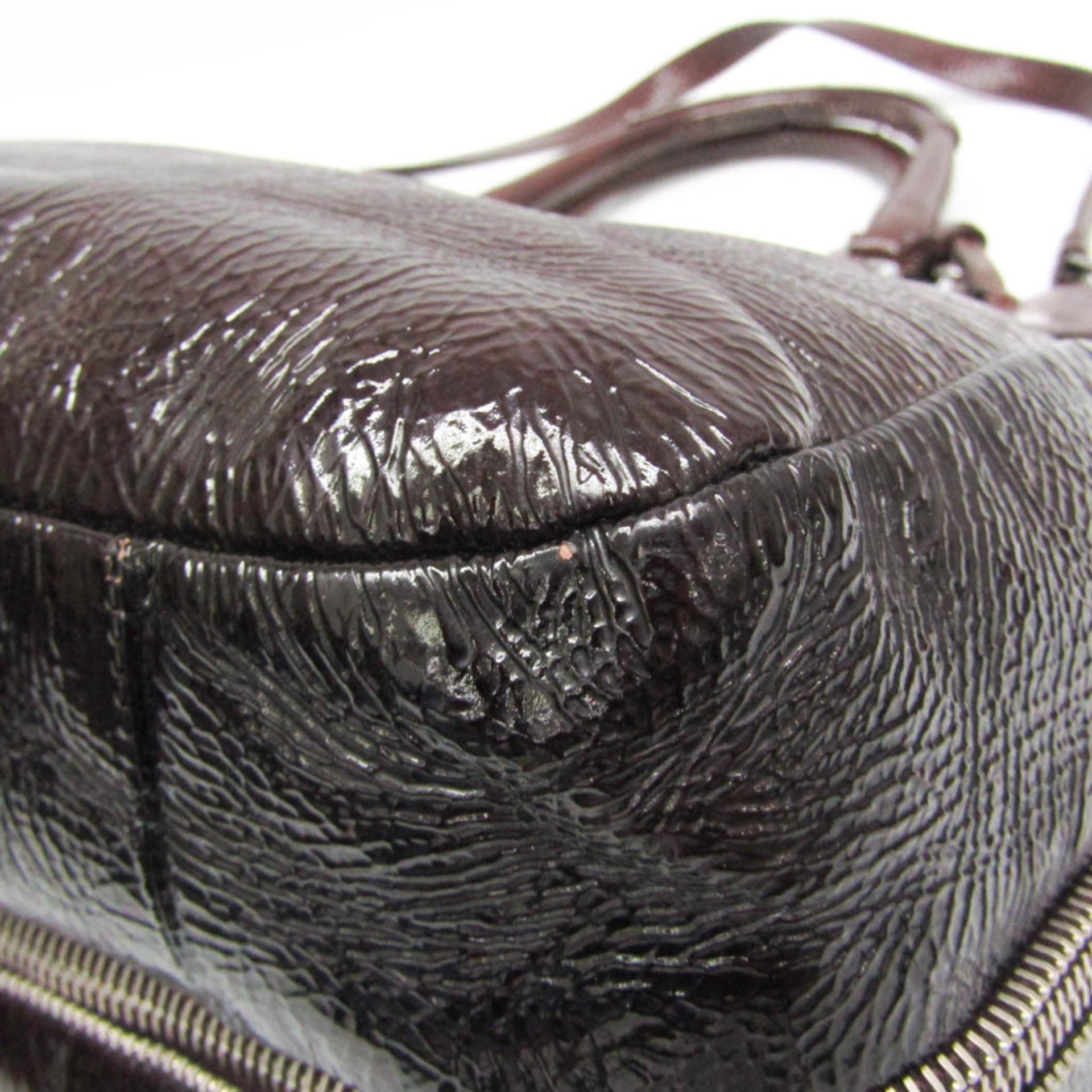 Prada Metal Parts Around Zip Bag Women's Leather 7