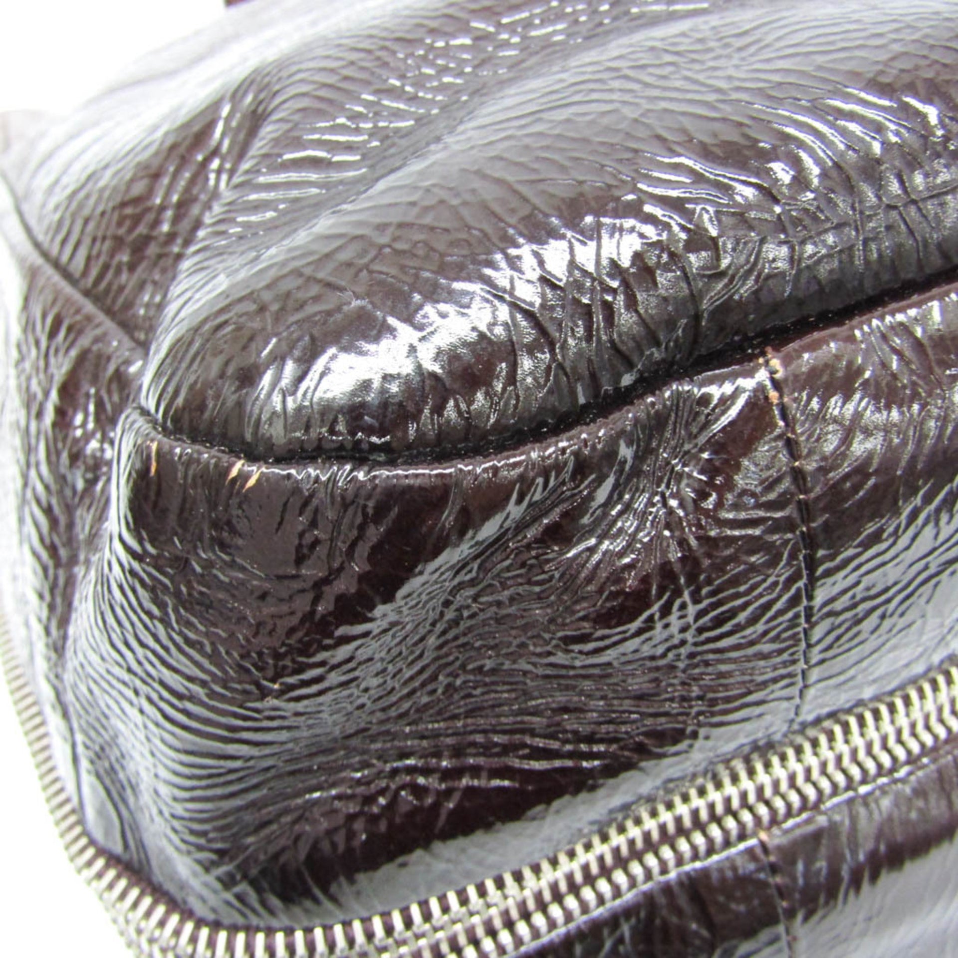 Prada Metal Parts Around Zip Bag Women's Leather 8