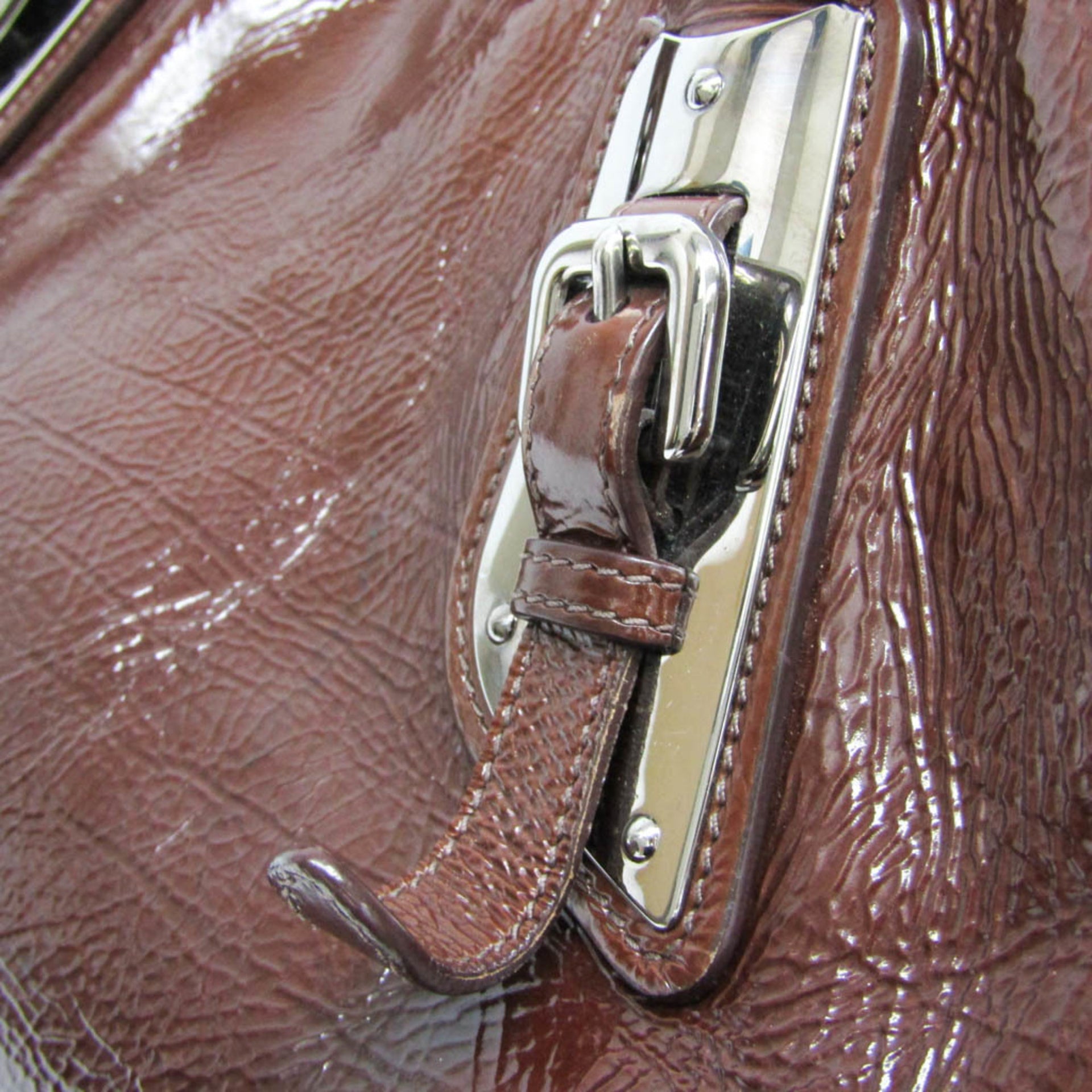 Prada Metal Parts Around Zip Bag Women's Leather 10