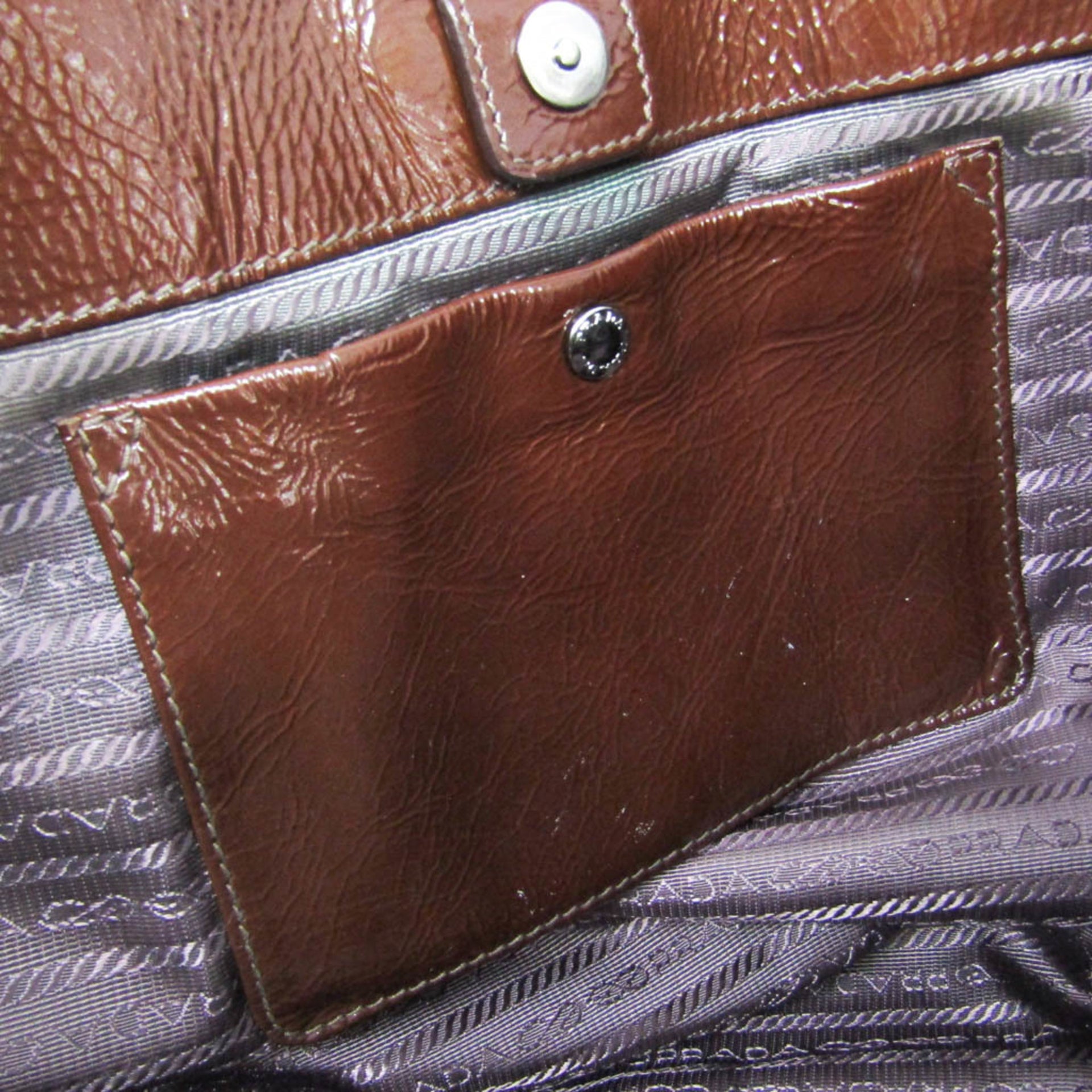 Prada Metal Parts Around Zip Bag Women's Leather 16