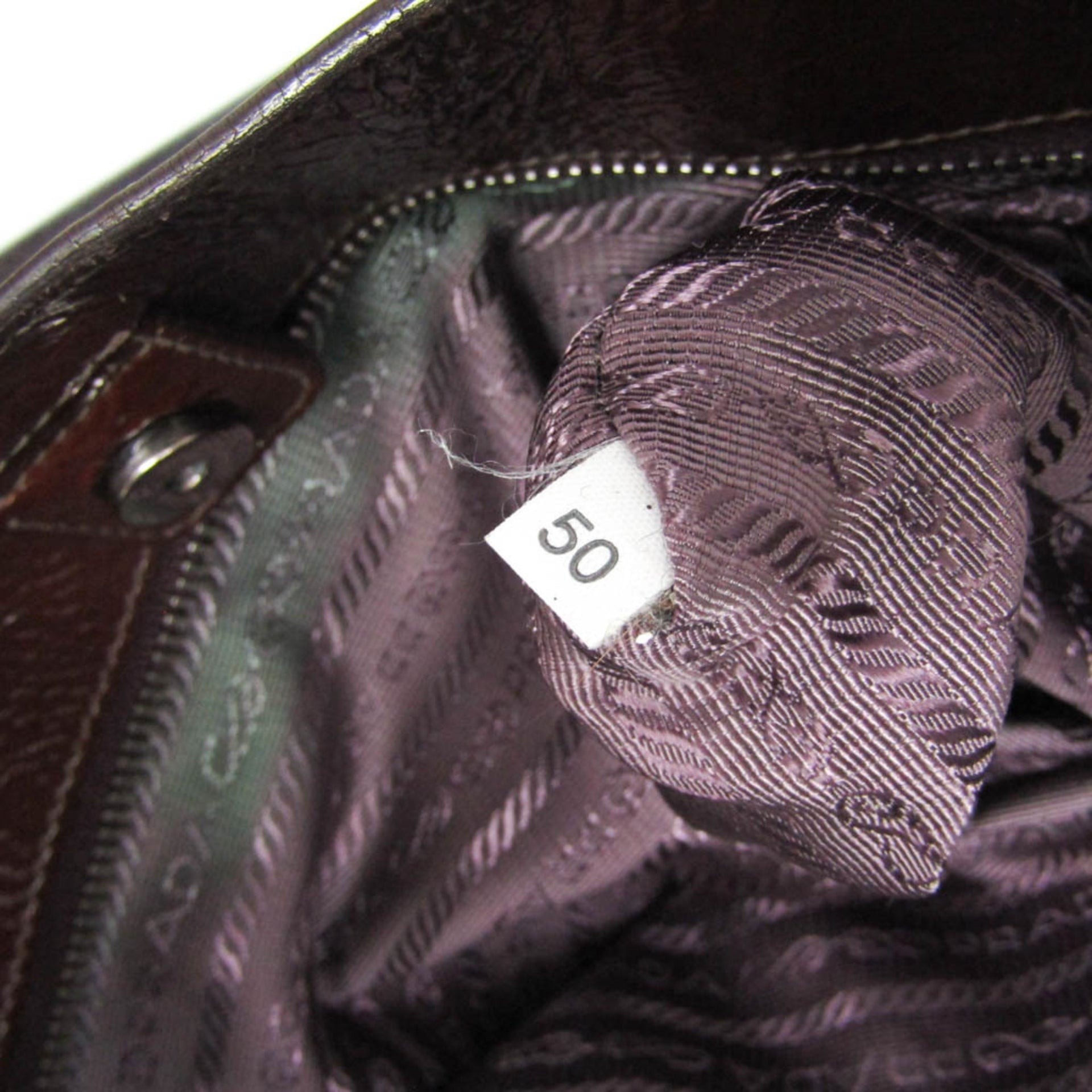 Prada Metal Parts Around Zip Bag Women's Leather 20