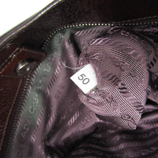 Prada Metal Parts Around Zip Bag Women's Leather 20