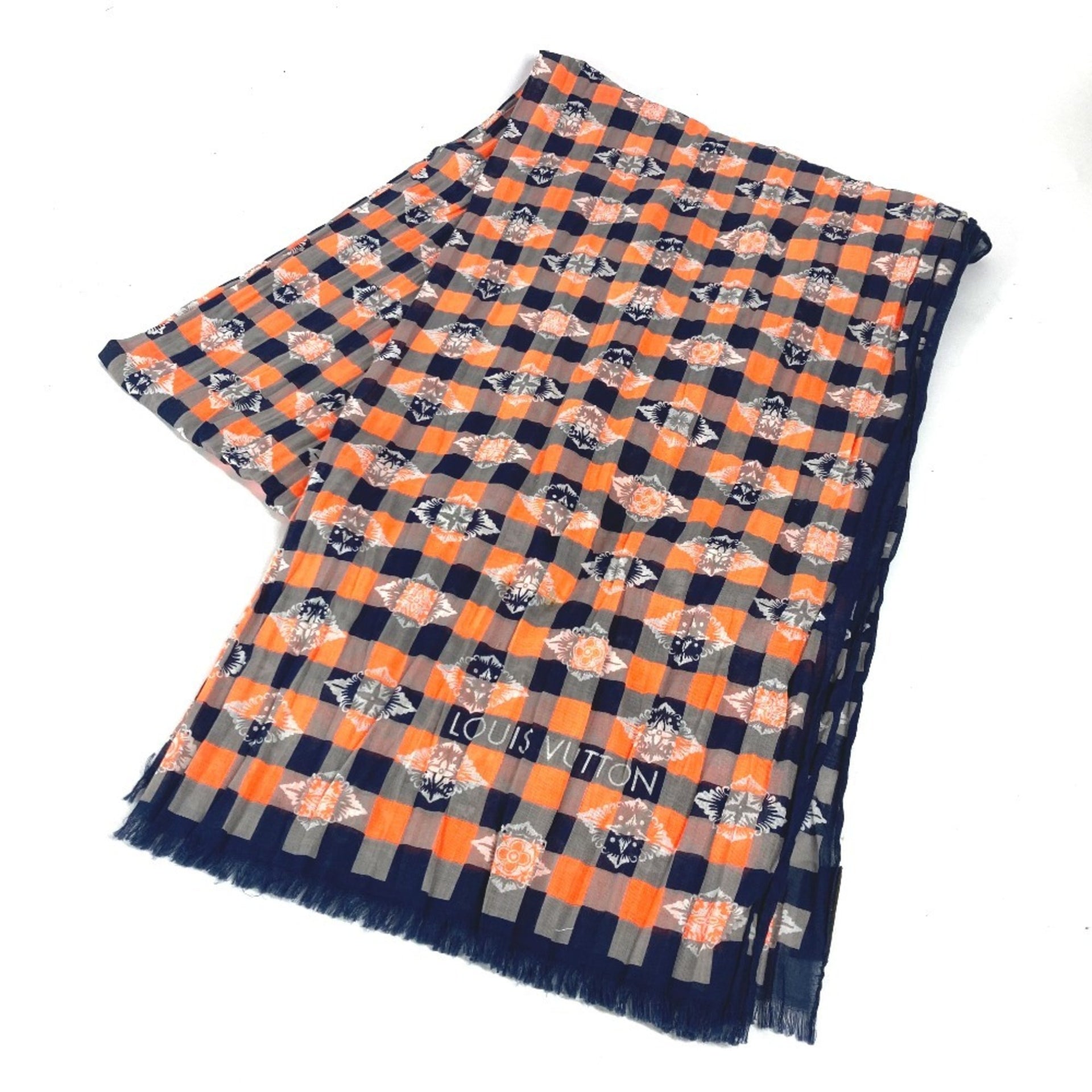 LOUIS VUITTON Schal aus Baumwolle, Herrenschal, Orange 1