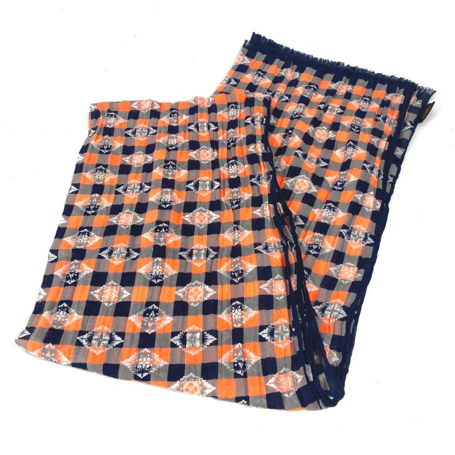 LOUIS VUITTON Schal aus Baumwolle, Herrenschal, Orange 3