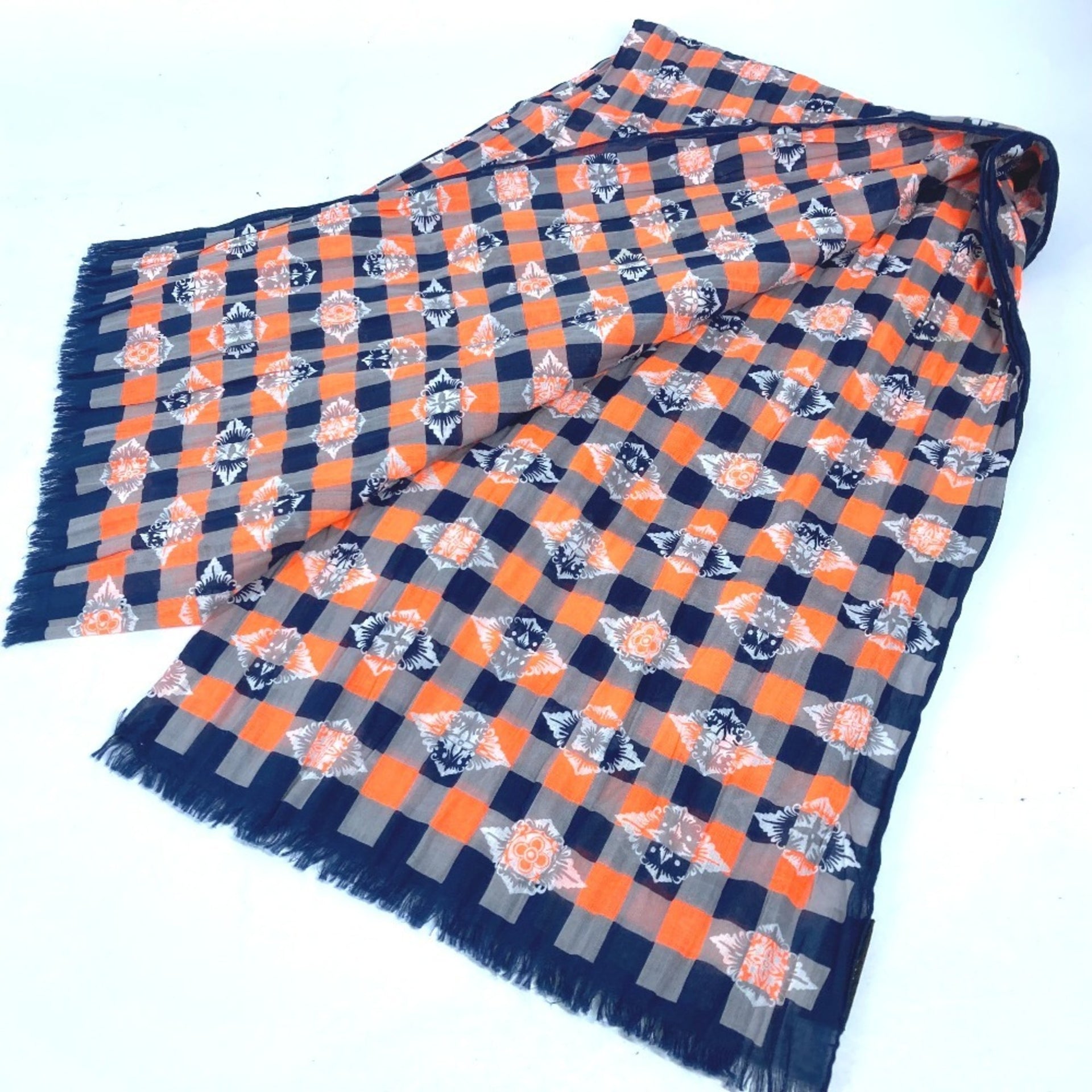LOUIS VUITTON Schal aus Baumwolle, Herrenschal, Orange 5